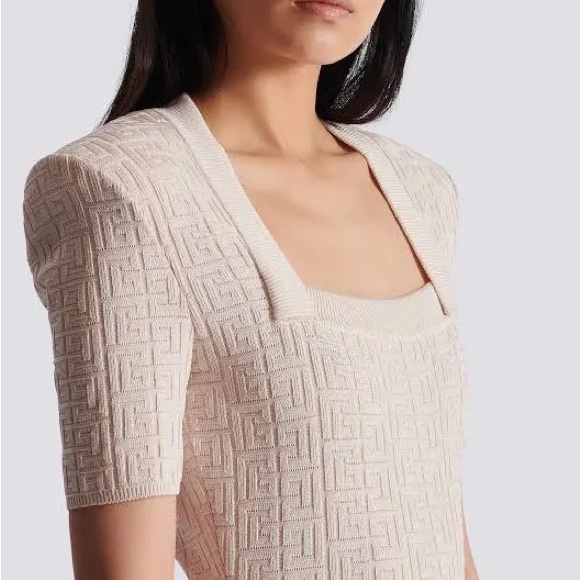 Balmain Dresses & Skirts - NWT, Women’s BALMAIN
Beige Monogram Dress, size 38 US size Medium